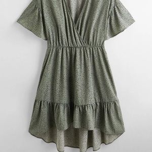Sage green v neck high low sun dress